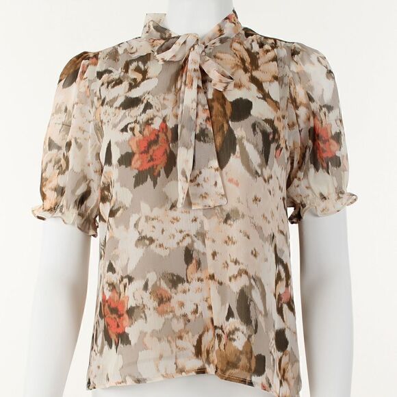 Calvin Klein Printed Tie-Neck Blouse - Picture 2 of 5